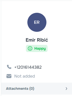 Messages sidebar showing Not added label for missing contact info