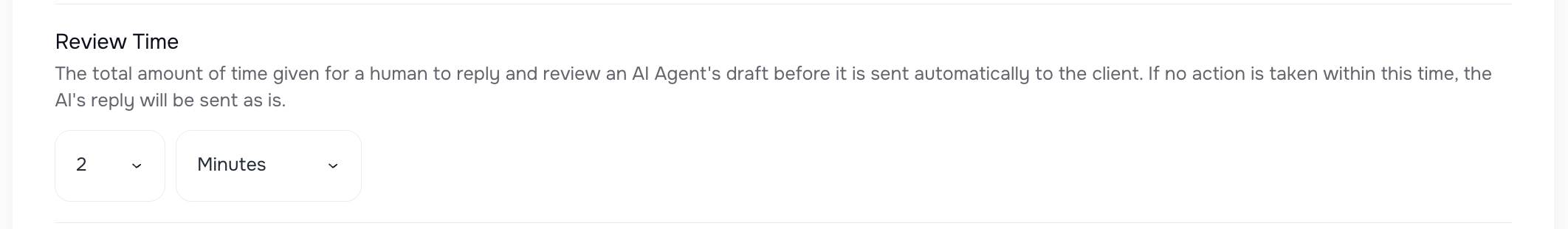 Review Time setting for draft reply before auto-send