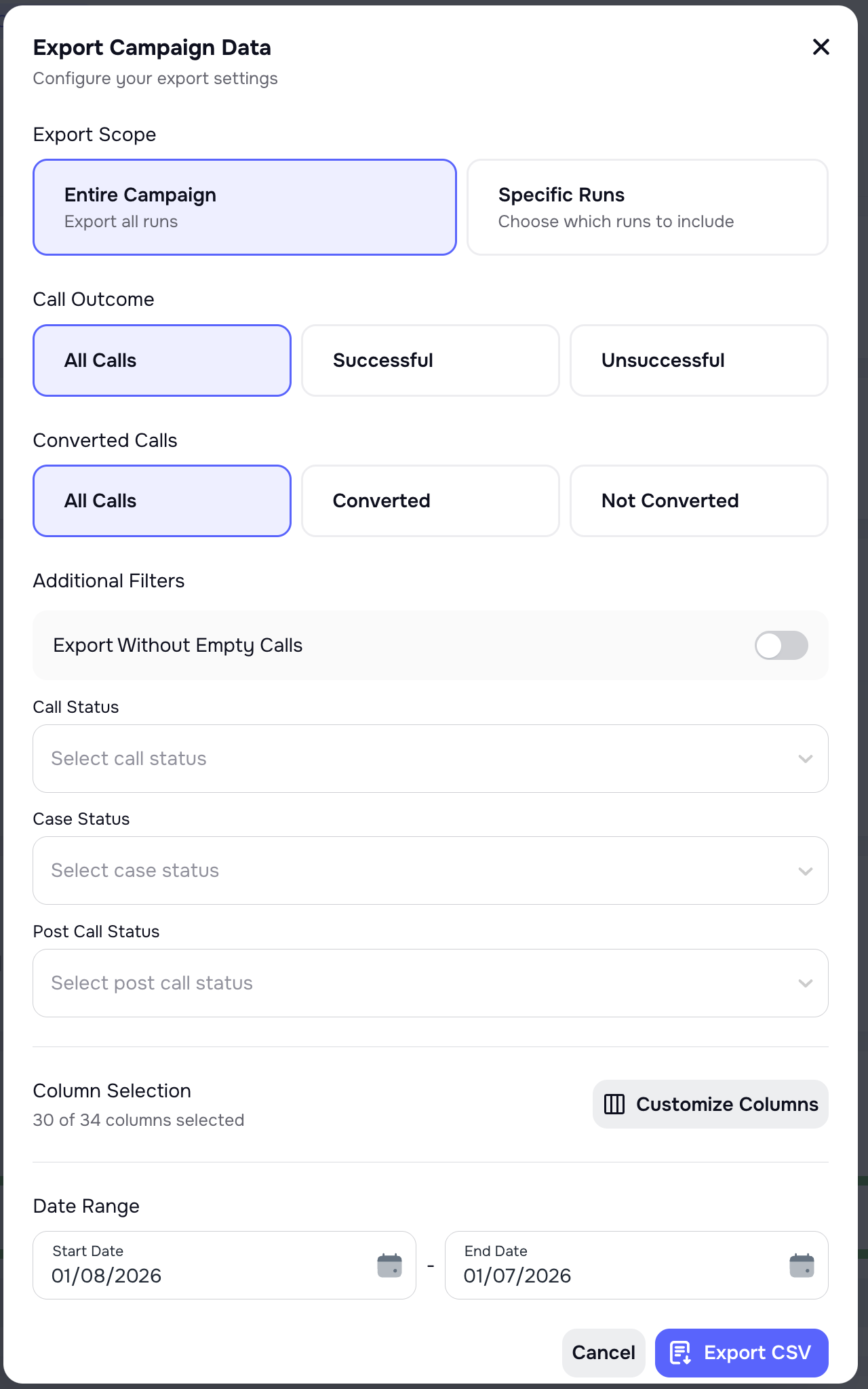 Scheduled Reports configurable date range options