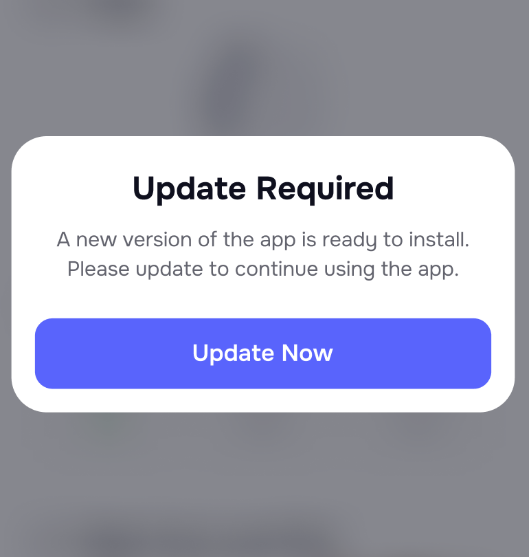 Mobile app update prompt when using outdated version