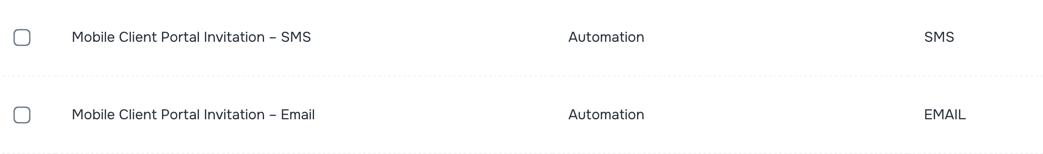 Mobile client portal invite templates per company