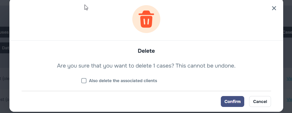 Also delete associated clients checkbox in bulk delete modal