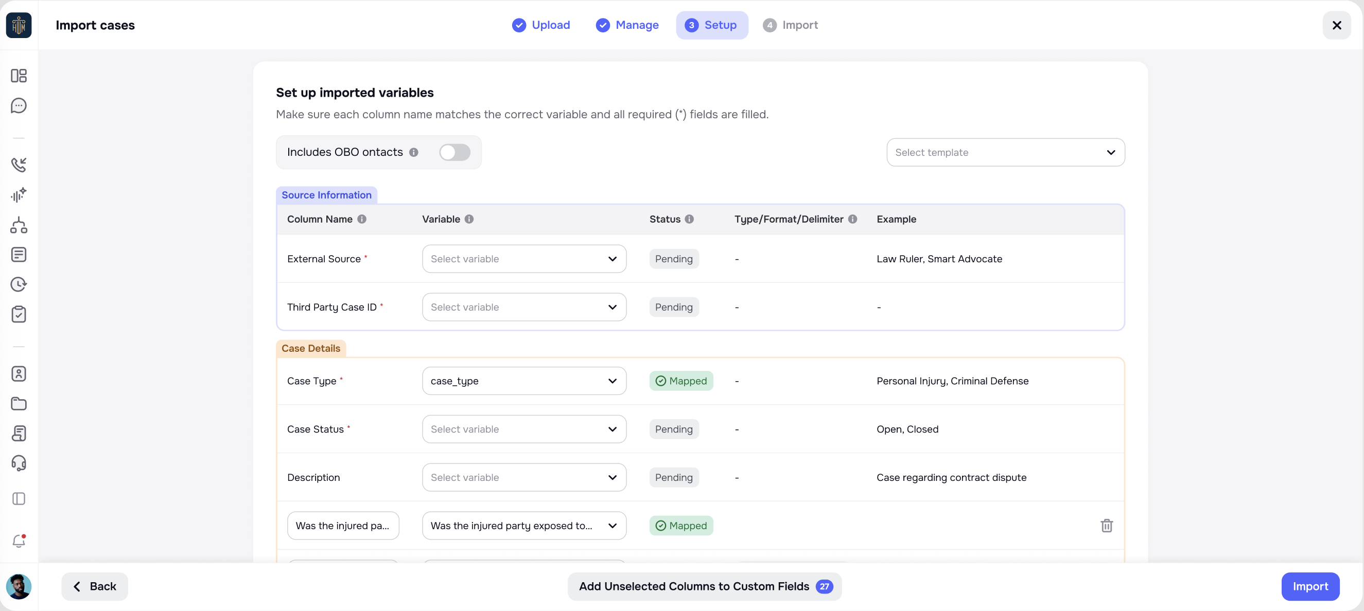 Import status tracking Processing Completed Failed