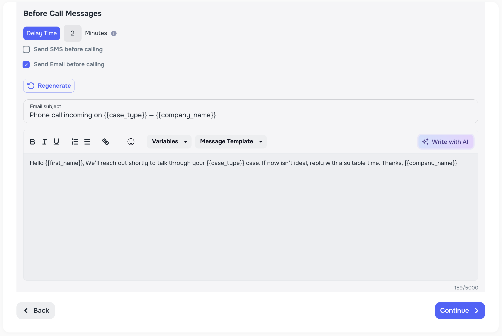 Email Blasts configuration in AI Campaigns