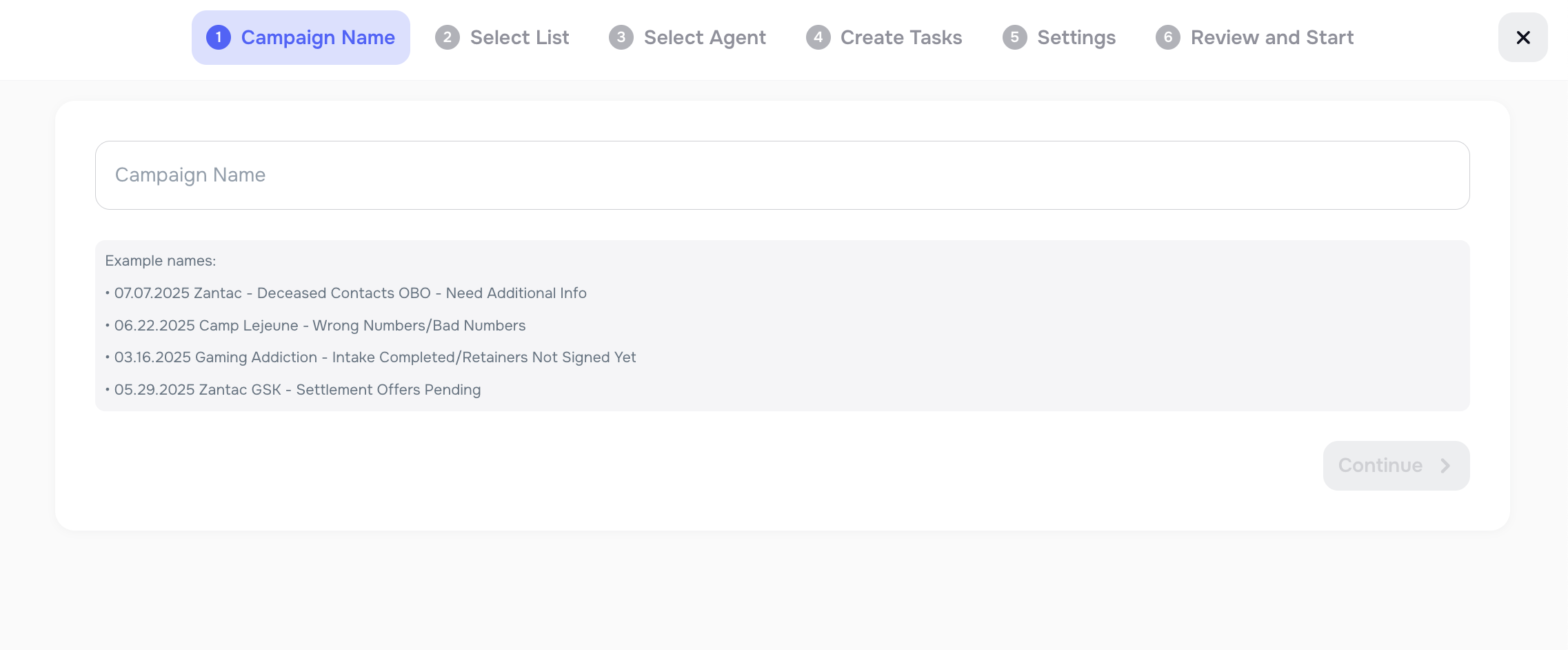 Redesigned AI Campaign creation step-by-step flow