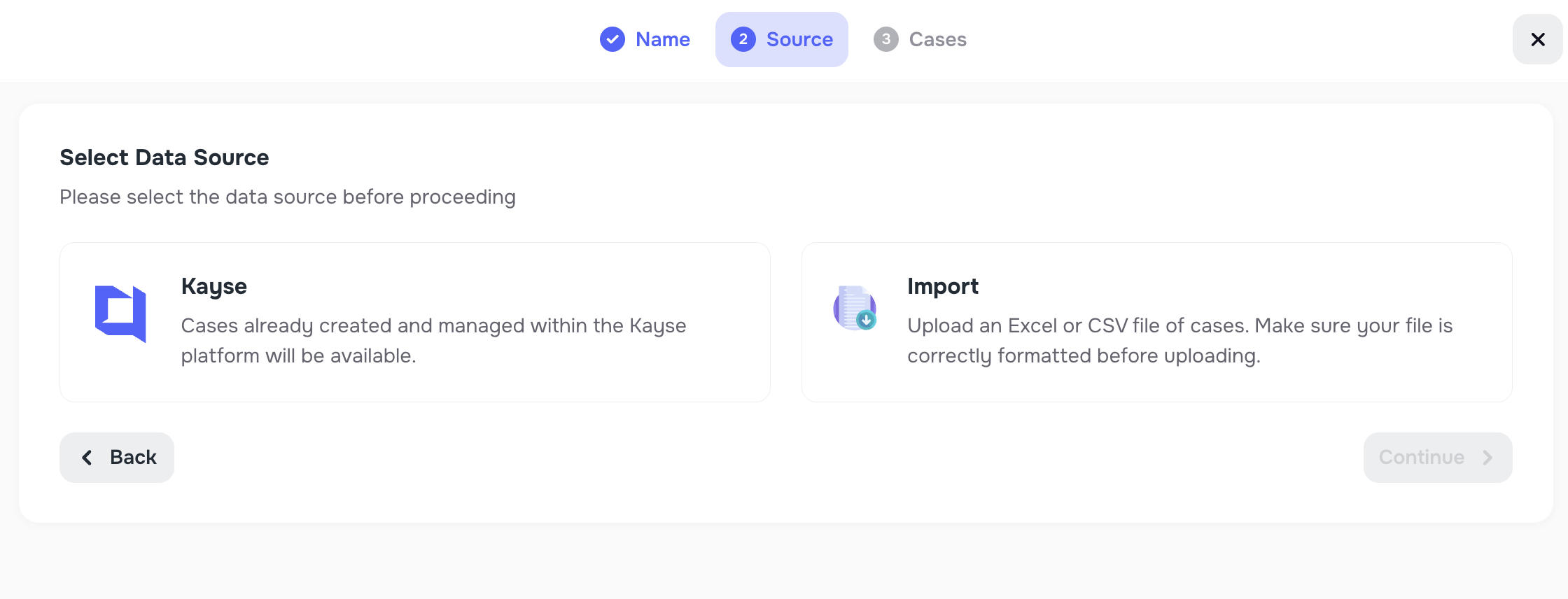 Step-by-step flow for creating a new list
