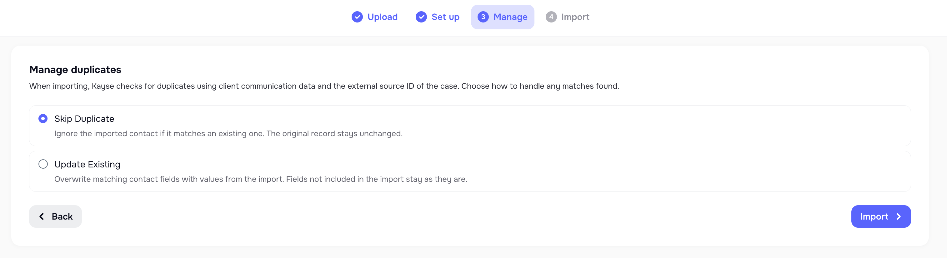 Importer column mapping