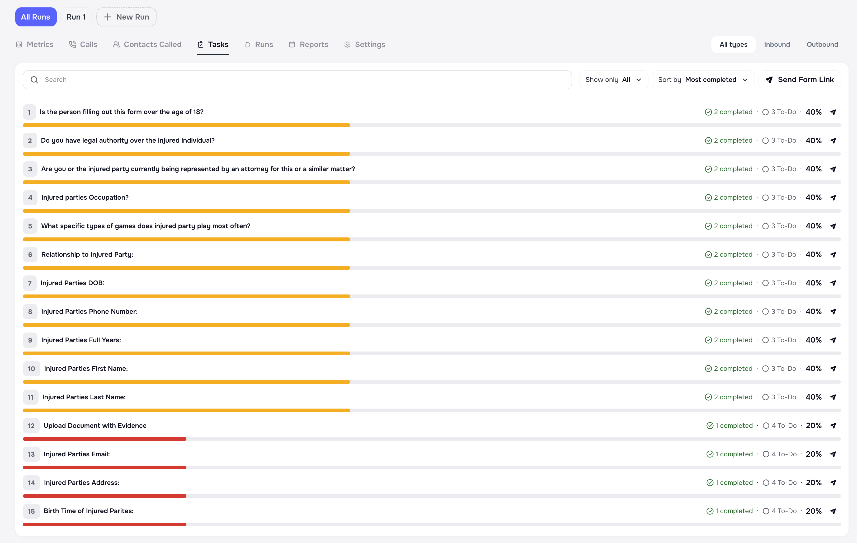 Create or choose form for campaign with Smart Tasks