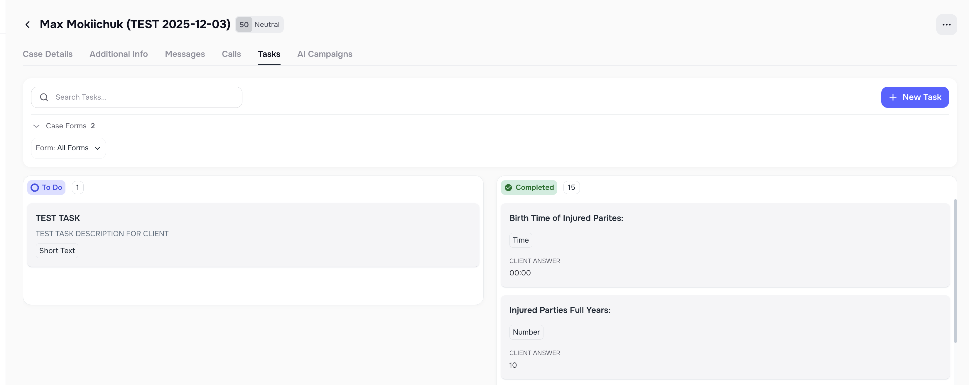 Form copy and Smart Tasks linked to campaign cases