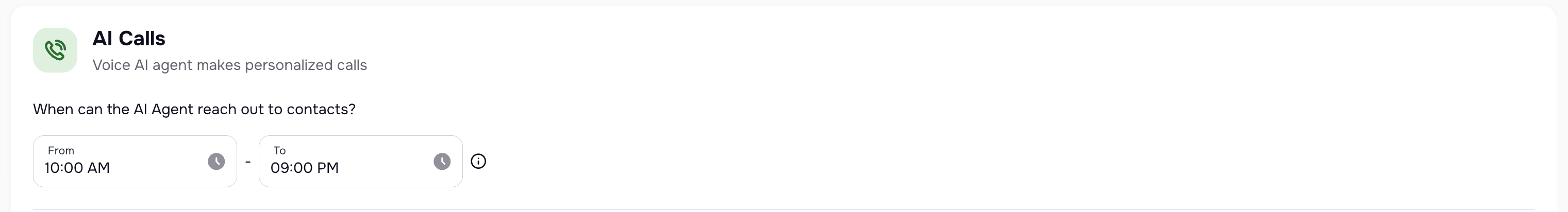 Call time window configuration for Run