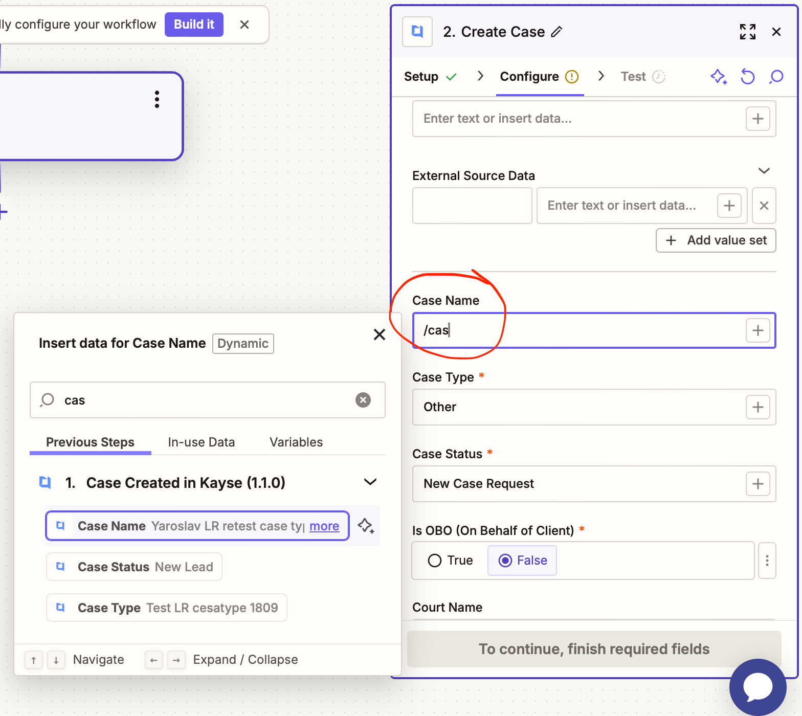Action field mapping from Trigger data
